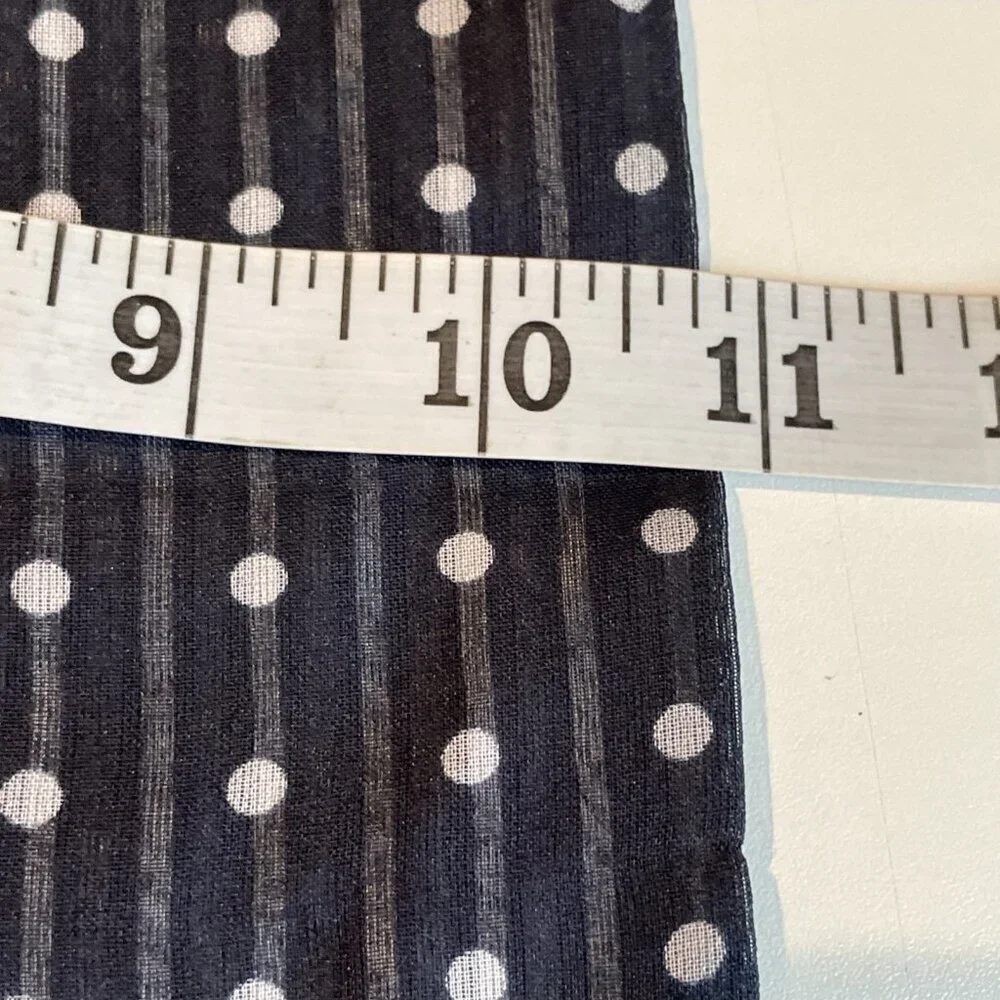Lord & Taylor Lightweight Silky Scarf Navy Reversible Dots Stripes Italy 11X58